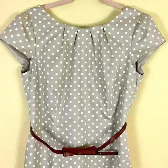 Comma, Tan Polka Dot “50’s” Scoop Neck Belted Sheath Mini Lined Dress (EU38/US8) - Picture 3 of 11